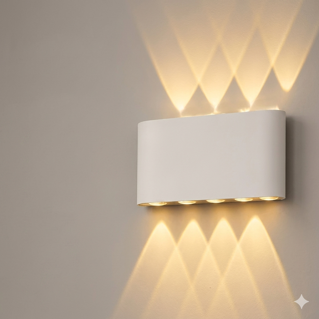 اضاءة جداري بوابة خارجي ابيض لون الانارة اصفر رباعي 8  عين LED المينيوم ضمان 2  سنه
